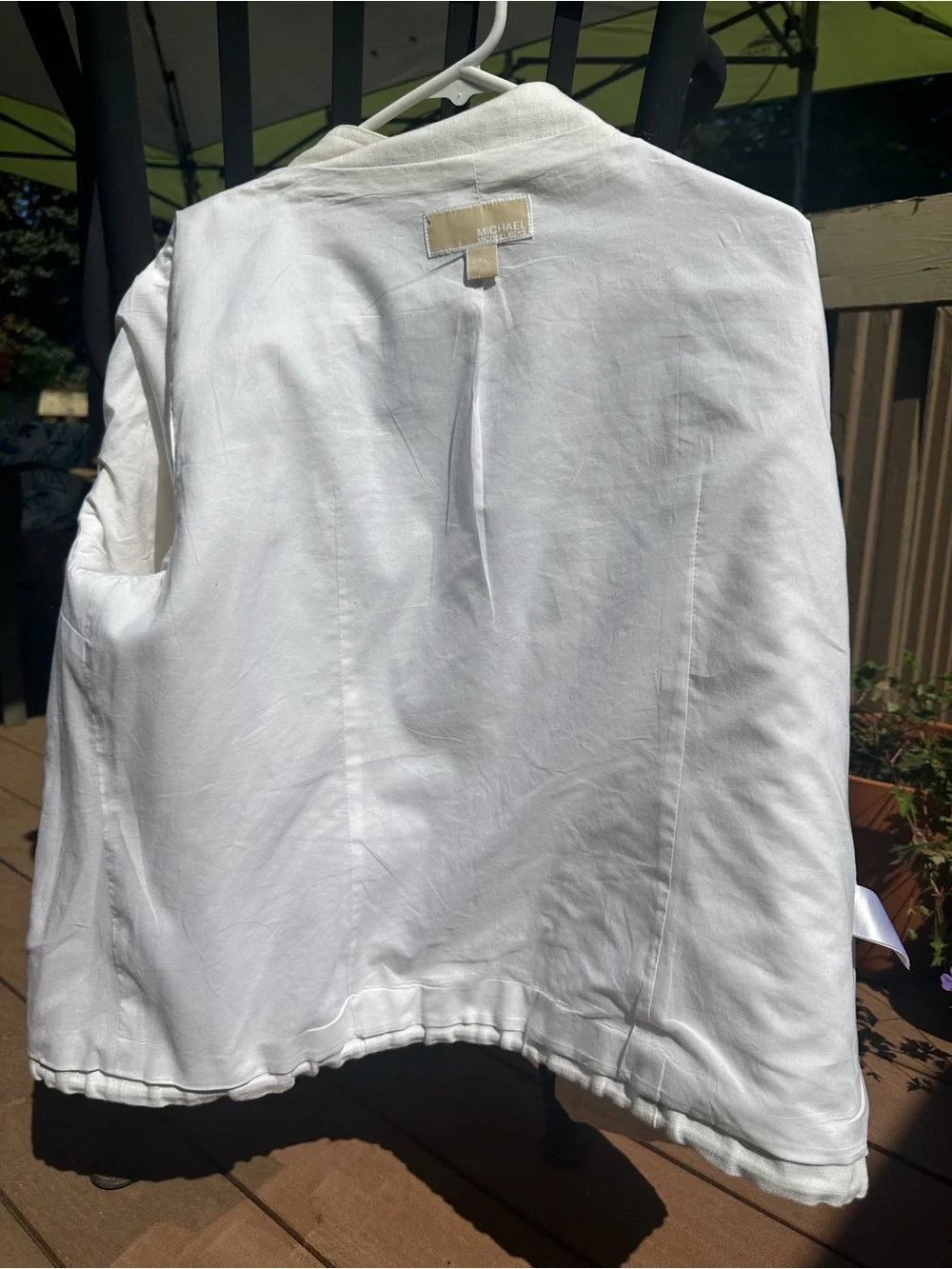 Michael Kors White Linen-Blend Utility Blazer